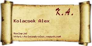 Kolacsek Alex névjegykártya